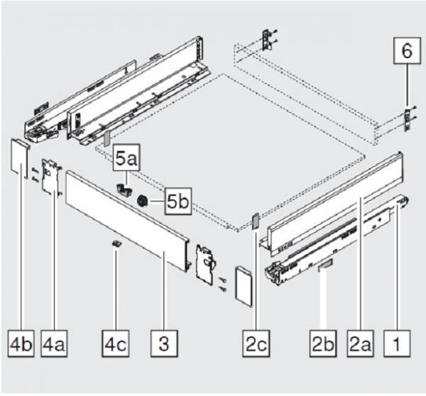 Mitnehmer für Innenschubkasten LEGRABOX/MERIVOBOX, polarsilber, ZI7.0M07